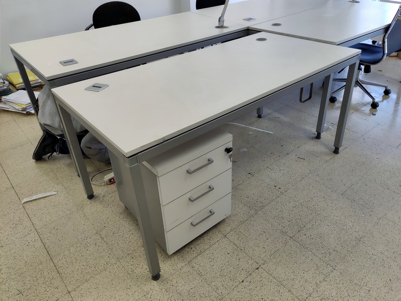 mesa oficina +cajonera mad met desmontada 74x60x80 5+3u